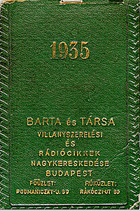 Barta és Társa 1935. évi zsebnaptára