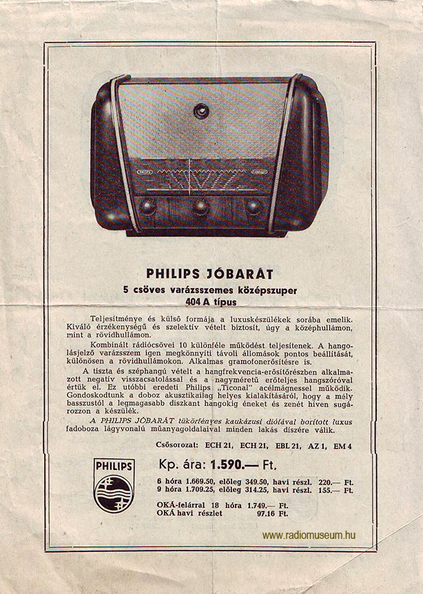 Philips Jóbarát 404A reklám